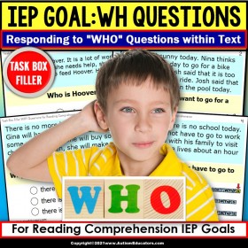 WH Questions with Reading Passage Multiple Choice for WHO | TASK BOX FILLER
